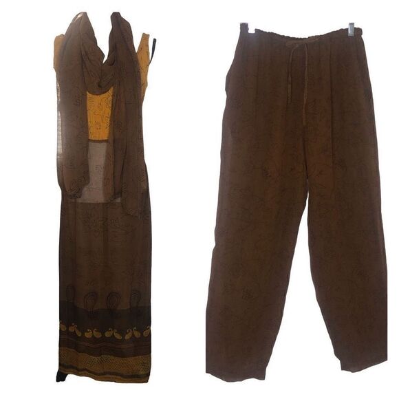 Cache Three Piece Brown and Gold Boho Tunic and Harem Pants - Picture 1 of 16